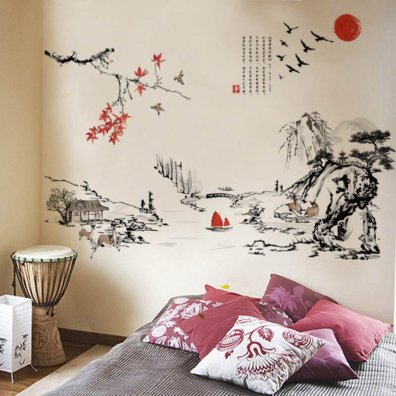 Home Decor Indonesia - Chinese Style Ink Painting Landscape Art