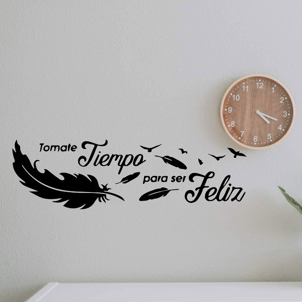 Home Decor Indonesia - Feather Wall Stickers Spanish Phrases Vinyl