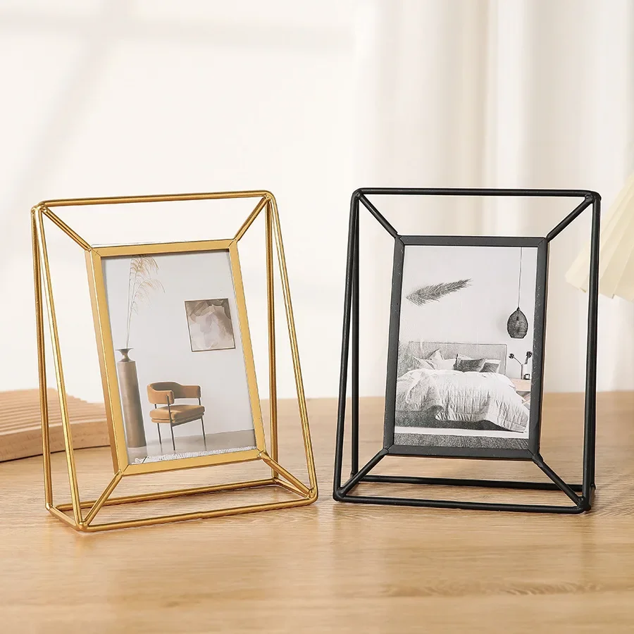 Bamboo Photo Frame - Rectangular Metal Picture Frame, Creative Desktop