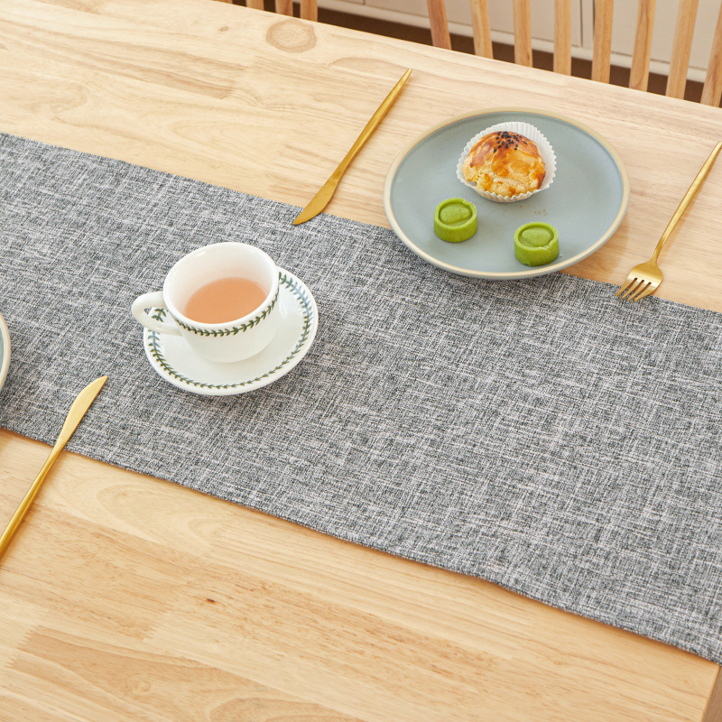 New Thick Linen Solid Color Li - Linen Table Runner 评论和价格