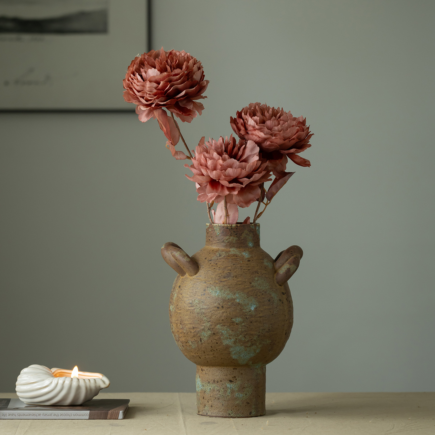 CAPIRON Rustic Ceramic Vase Fr - Pampas Grass Decor 评论和价格