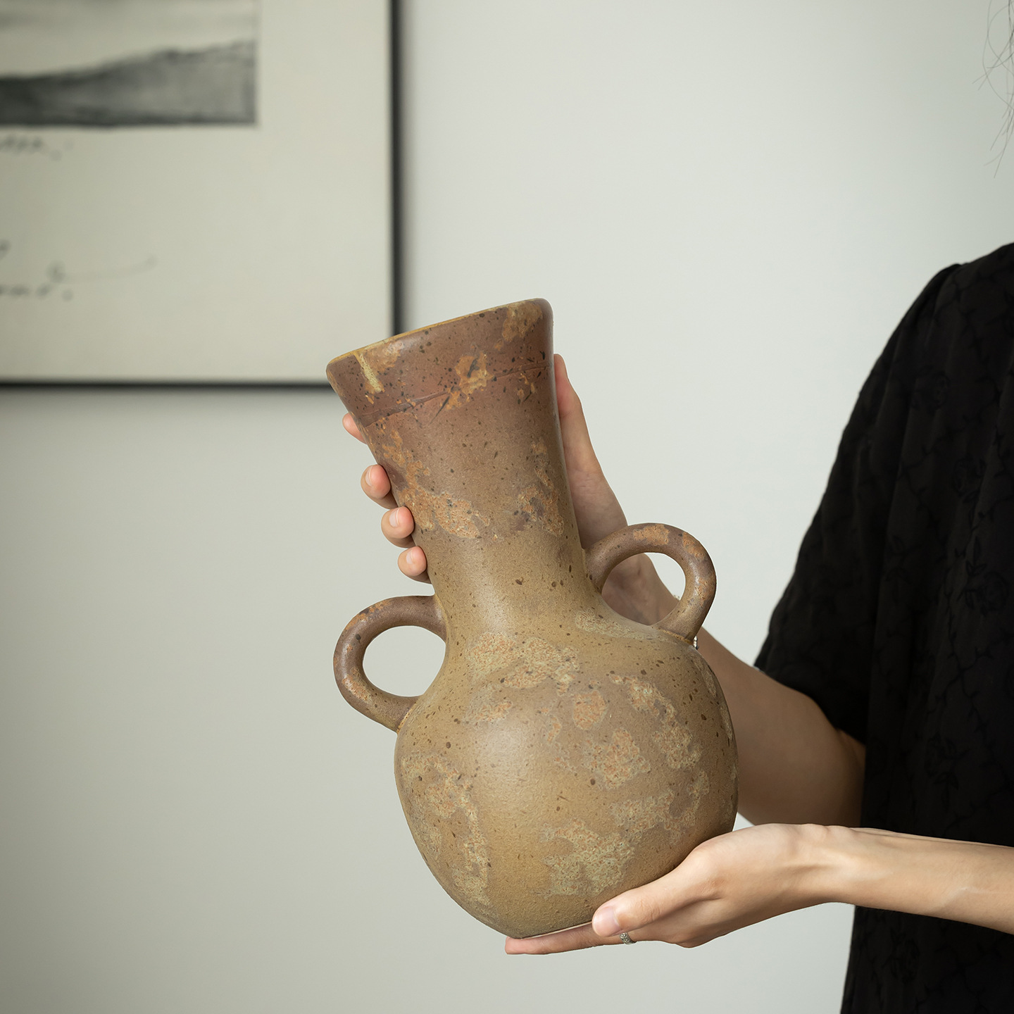 CAPIRON Rustic Ceramic Vase Fr - Pampas Grass Decor 评论和价格