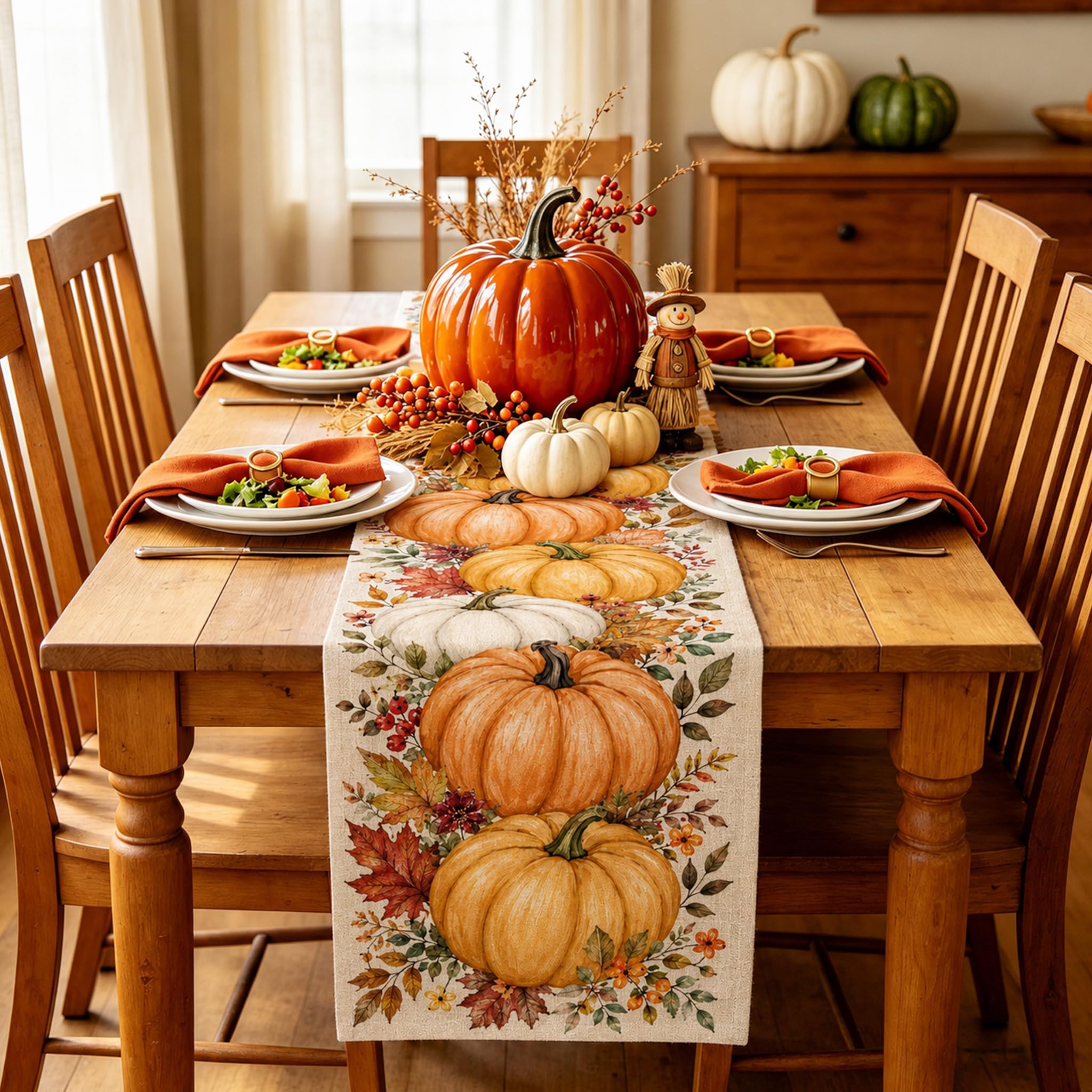 Halloween Table Runner Vintage - Linen Table Runner 评论和价格