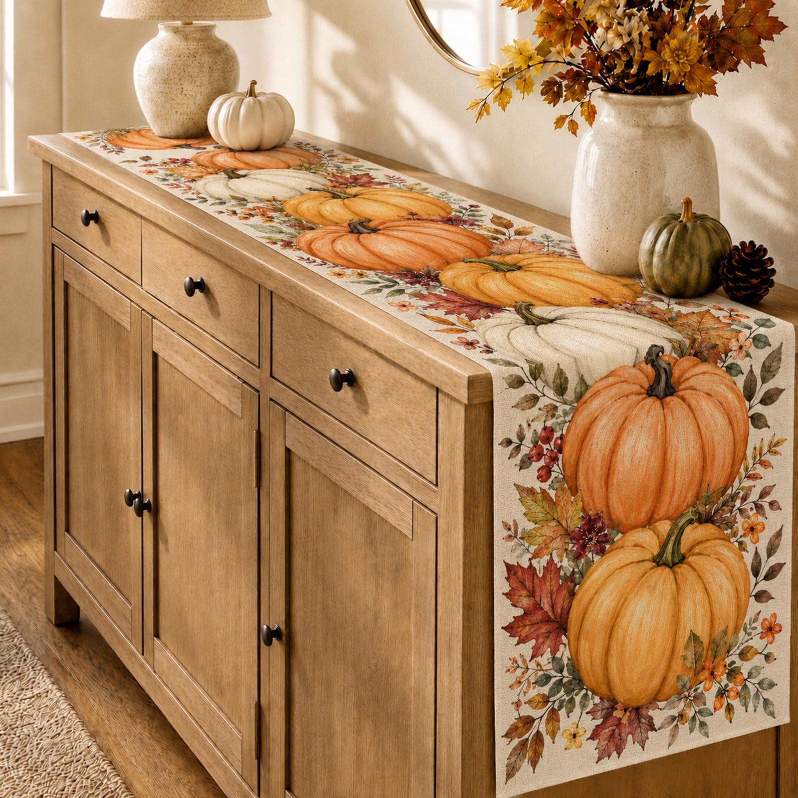Halloween Table Runner Vintage - Linen Table Runner 评论和价格