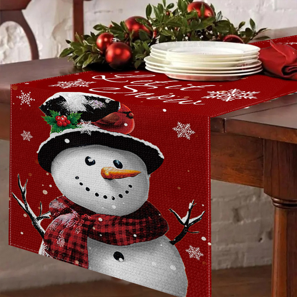 Festive Floral Christmas Table - Linen Table Runner 评论和价格
