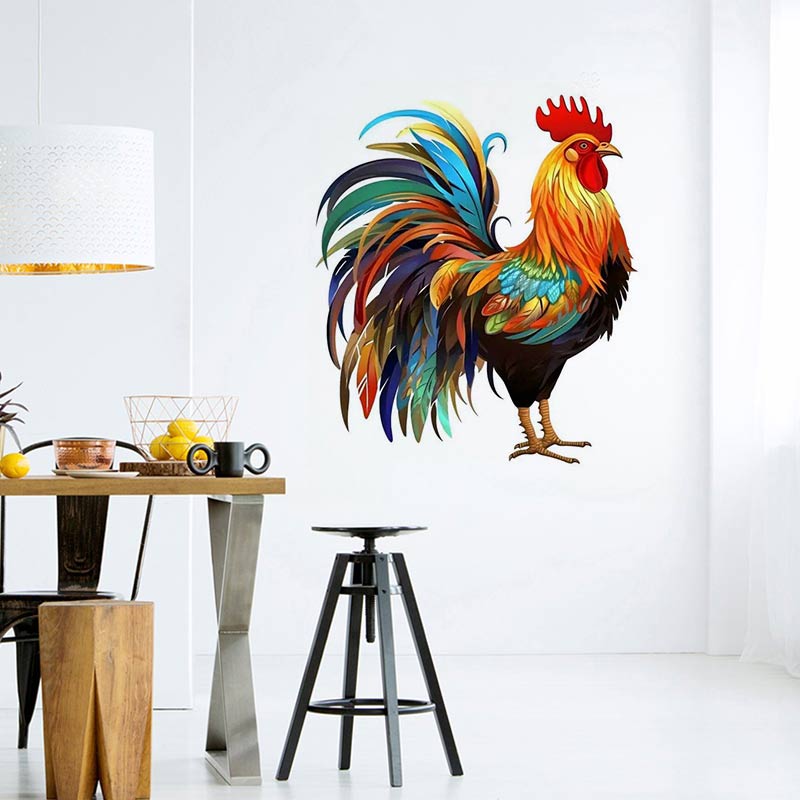 Colorful Chic Rooster Wall Sti - Home Decor Indonesia 评论和价格