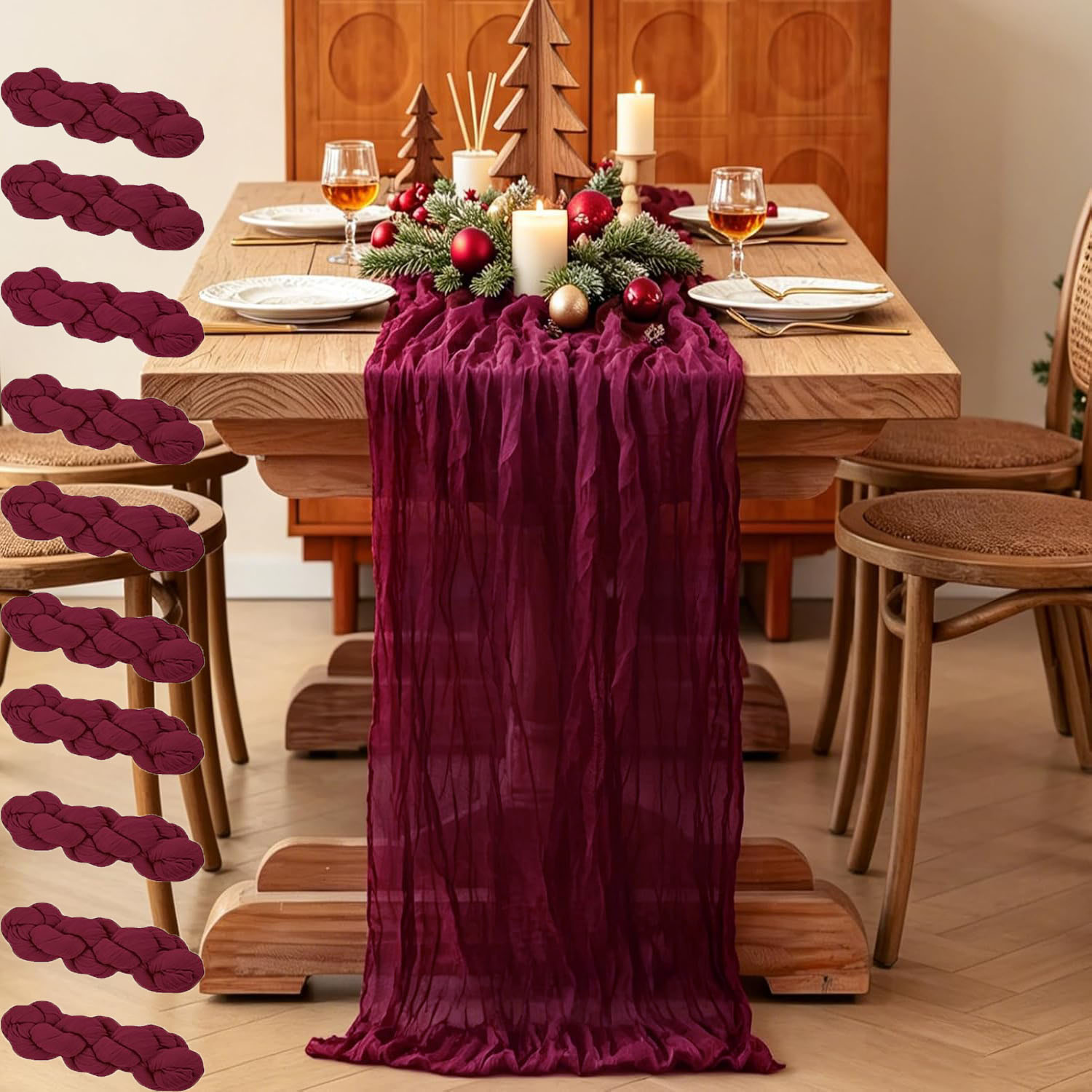 10Pcs Cheesecloth Table Runner - Linen Table Runner 评论和价格