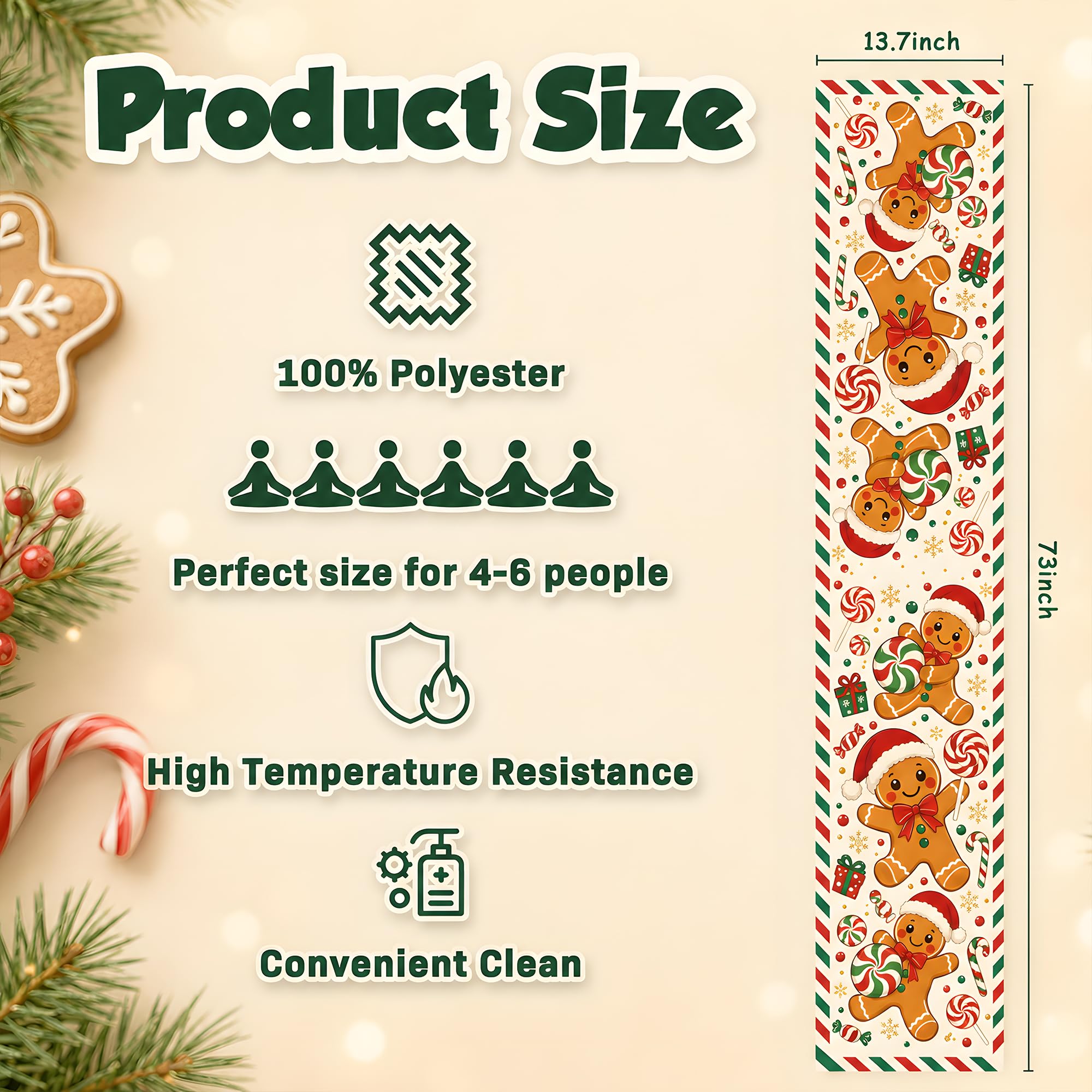 Christmas Gingerbread Man Tabl - Linen Table Runner 评论和价格