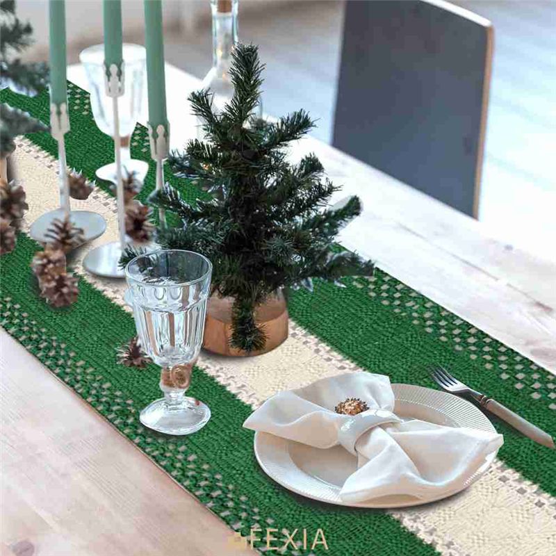 DT15 Boho Farmhouse Table Runn - Linen Table Runner 评论和价格