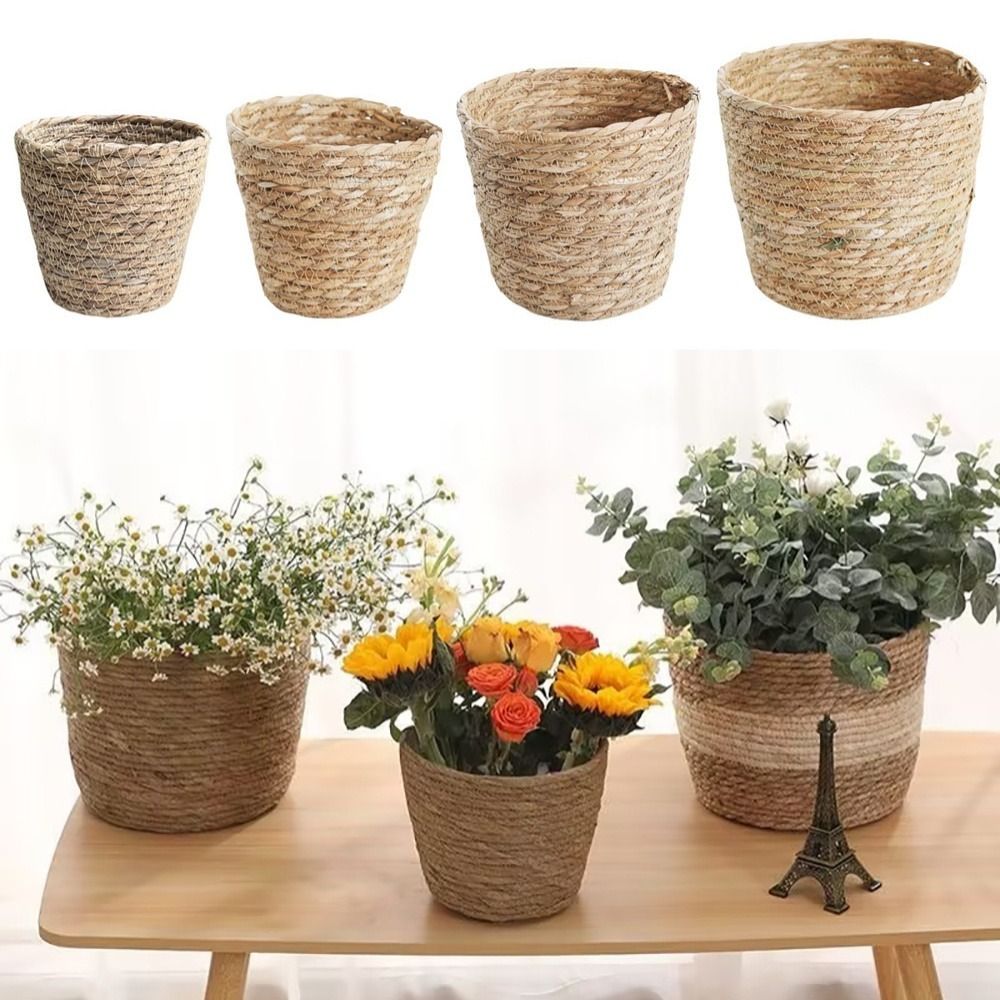1Pcs For Garden Terraces Flowe - Rattan Plant Basket 评论和价格