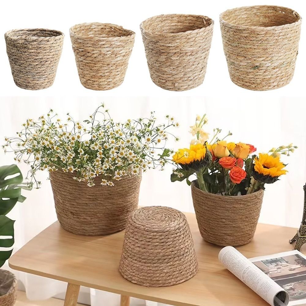 1Pcs For Garden Terraces Flowe - Rattan Plant Basket 评论和价格
